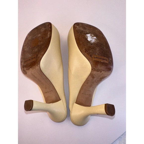 Bottega Veneta Bold Mules Platform Heel Butter Beige Yellow Leather Size 37 - Picture 7 of 14